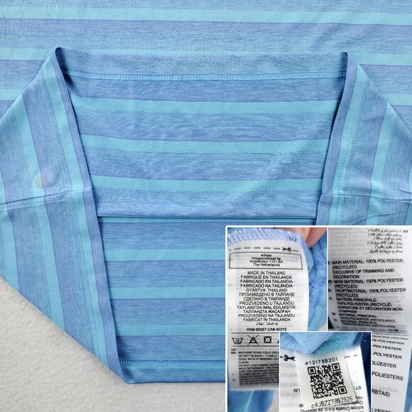 Adidas Golf Polo Shirt 2 Color Striped Stretch Blue Men's Large NWT - Picture 9 of 10